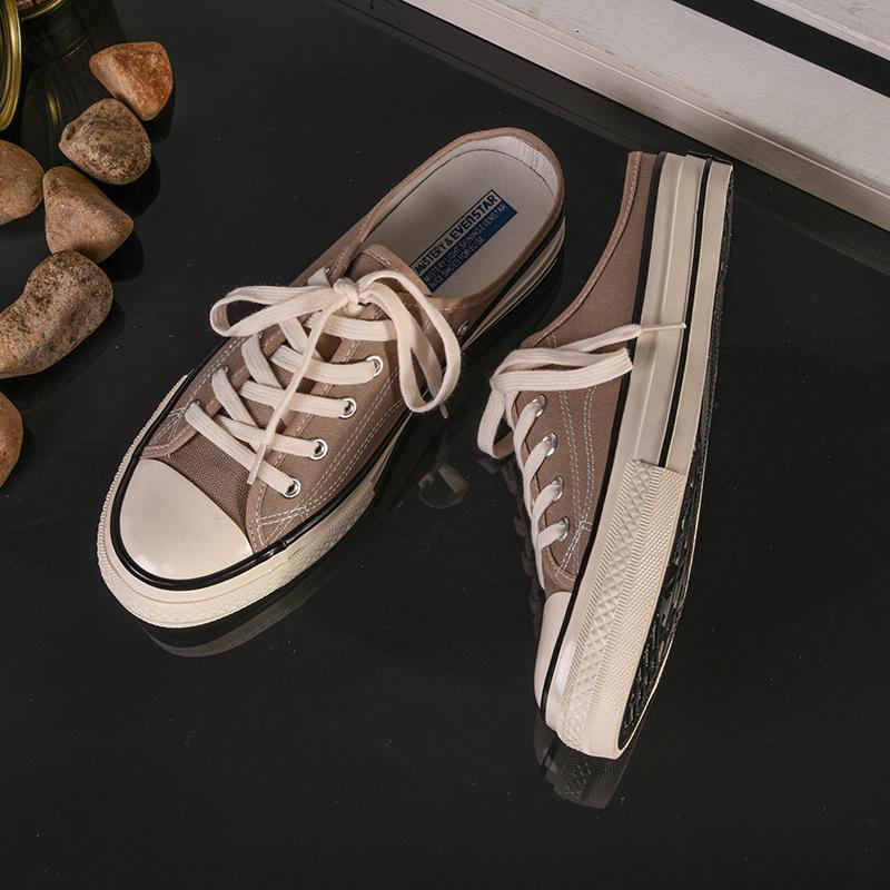 Half-drag canvas shoes female student white shoes versatile 203