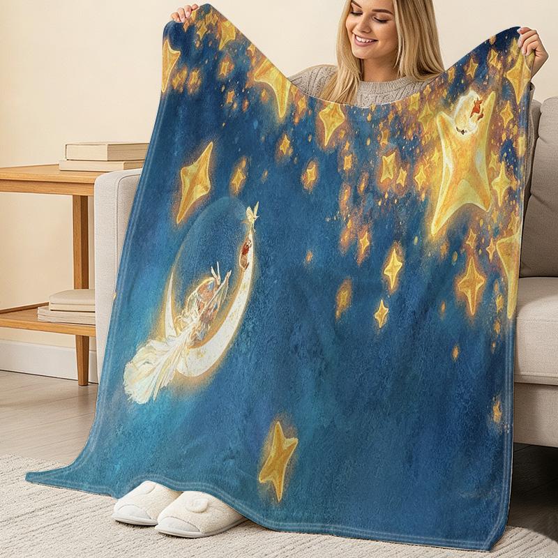 Postpartum Maternity Flannel Blanket Dreamy Starry, Anti-Pilling, Soft & Skin-Friendly, Warm Cozy for Home Relax, Ideal for Christmas & Halloween