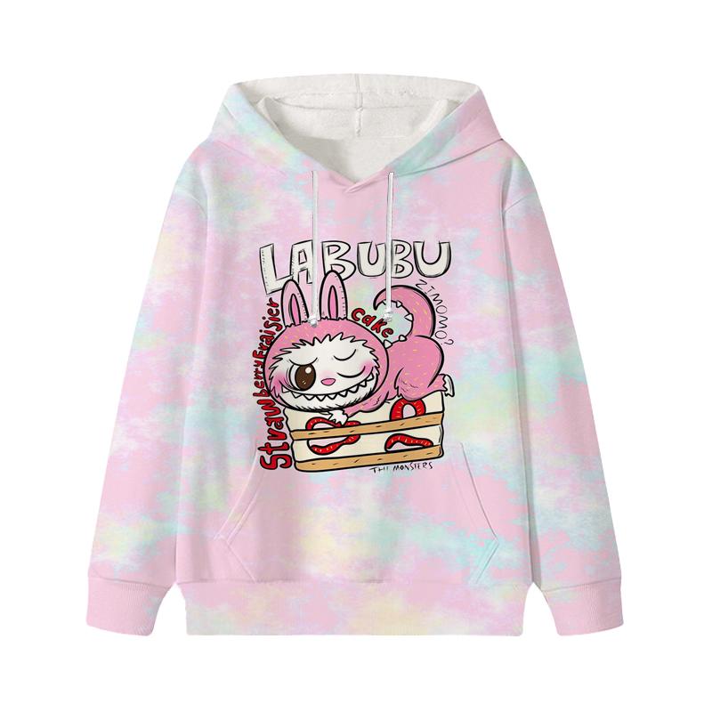 Labubu Printed Kids Long Sleeve Anime Boys Girls Hoodies Autumn Casual Clothes Thin Coat Children Cartoon Jackets Gifts