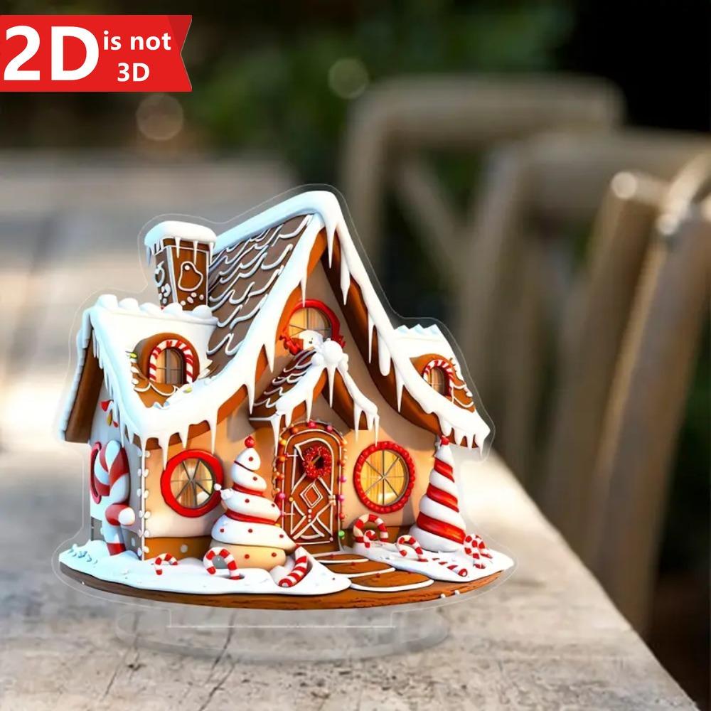 2D God Jul Pepparkakshus. Perfekt skrivbordsdekoration för hem & kontor. Idealisk festlig gåva.