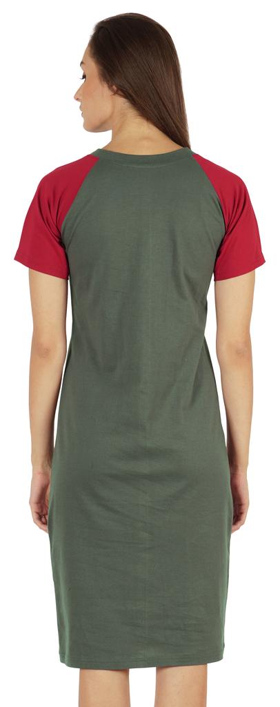 Inkmeso Solid Short Raglan Sleeves Dress For Women  s Summer Casual Sporty Bodycon T-Shirt