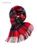 Red Plaid 100% Wool Scarf Autumn Winter for Women's Wraps Soft Warm Men Scarves Shawl Thin Lady Luxury Gifts British Style
