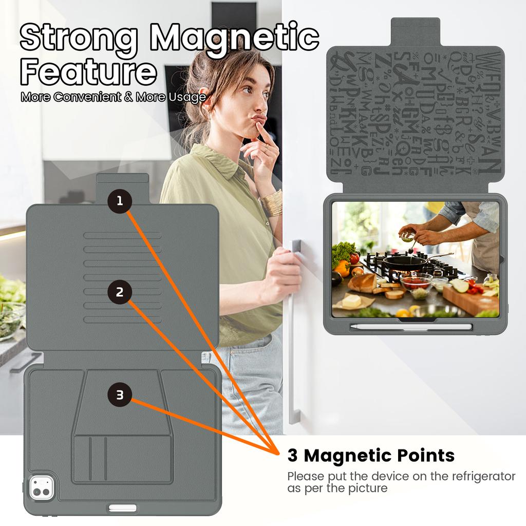 For iPad Pro 11 (2025)/11 (2024) Style B Auto Wake/Sleep PU Leather Tablet Case Card Holder Stand Cover with Pencil Slot