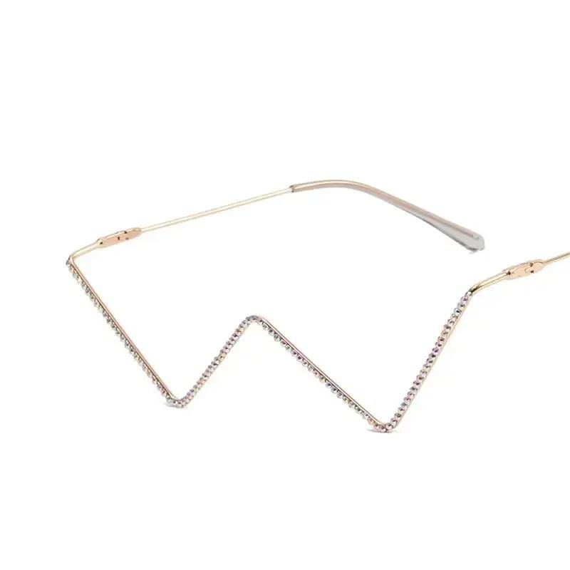 Montatura per Occhiali Vintage Mezza Montatura in Metallo con Diamanti Donna Occhiali di Lusso Moda Oro Argento Senza Lenti Montatura Occhiali Retrò