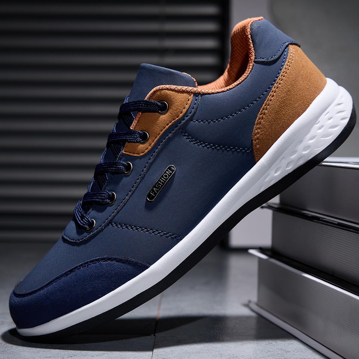 

2026 Men Shoes Spring Autumn Waterproof Walking Sneakers Leisure Male Leather Sports Shoes Non-Slip Footwear Tennis for Men 39 синий