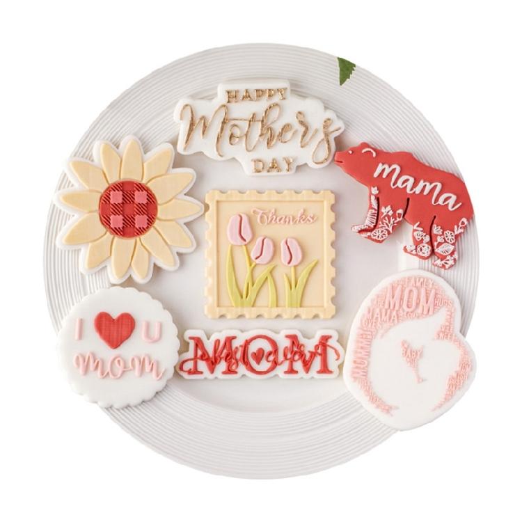 Biscuit Moulds Easy to Use Biscuit Stamps Mothers' Day Theme Plastic Material
