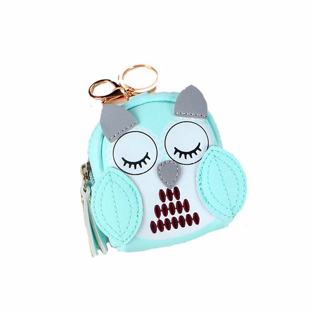 Key Holder Lady Wallet Short Purses Cartoon Car Key Chain Key Bag Owl Coin Purse School Bag Pendant