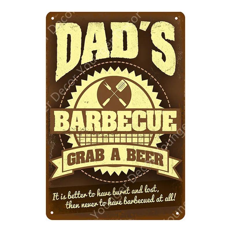 BBQ Steak House Grill Party Vintage Poster Wall Decor For Bar Pub Kitchen Home Plate Barbecue Metal Signs Painting Plaque YJ187