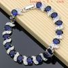 Blauer Saphir 925 Silber Schmuck Sets Natürliche Edelstein Hochzeit Edlen Schmuck Armband Halskette Sets Dropshipping