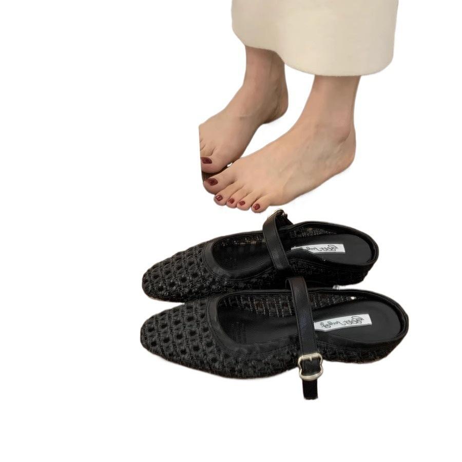 Niche Design Sense Breathable Hollow Bag Head Half Slippers Women's Summer Wear Versatile Not Tired Feet Low Heel Muller Shoes Sandals