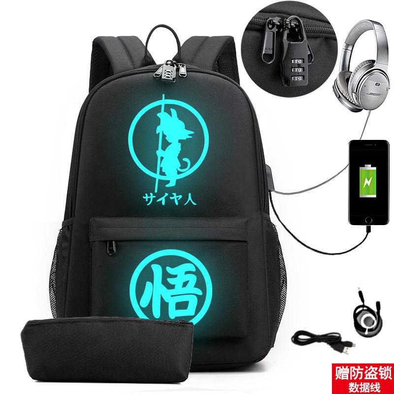 Usb Large Capacity Leisure Travel Backpack Animation Printing Luminous Schoolbag Student Pencil Case