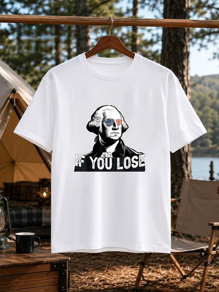 Washington Solely Treason If You Lose 4Th of July Men Unisex T-Shirt Retro-Style Casual T-Shirt Feat