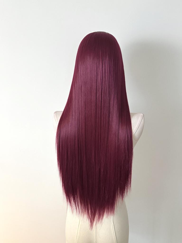 Lace Front Wig for Women Purple-red Cold Cocktail Red Wigs 13x4 HD Lace Frontal 26inch Straight Hair Ririn Matsuoka Cosplay