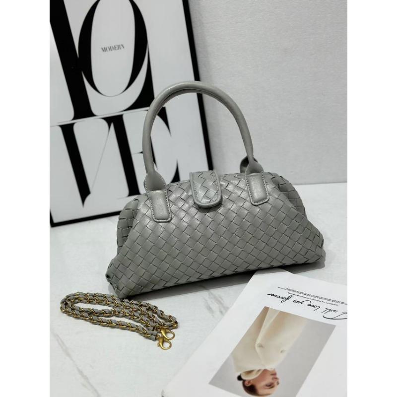 

Сплетенная вручную сумка-ракушка, женская сумка из натуральной кожи, высококлассная сумка-боулинг, наплечная сумка кроссбоди. 33 * 11 * 17CM (ordinary version has no words) светло-серый