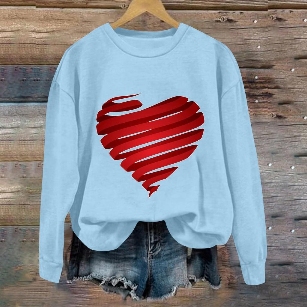 Women's Fashion Long Sleeve Print Round Neck Sweater Top