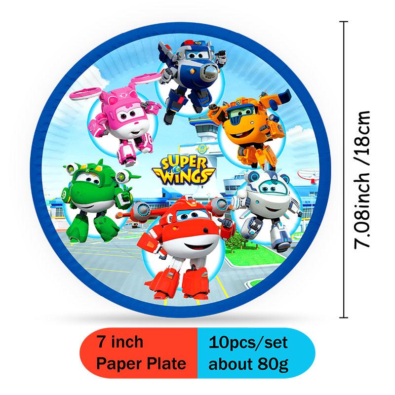 Cartoon Super Themed Wings Paper Cup Plate Straw Balloons Tableware for Birthday Party Arrangements Set Family Essential Gifts