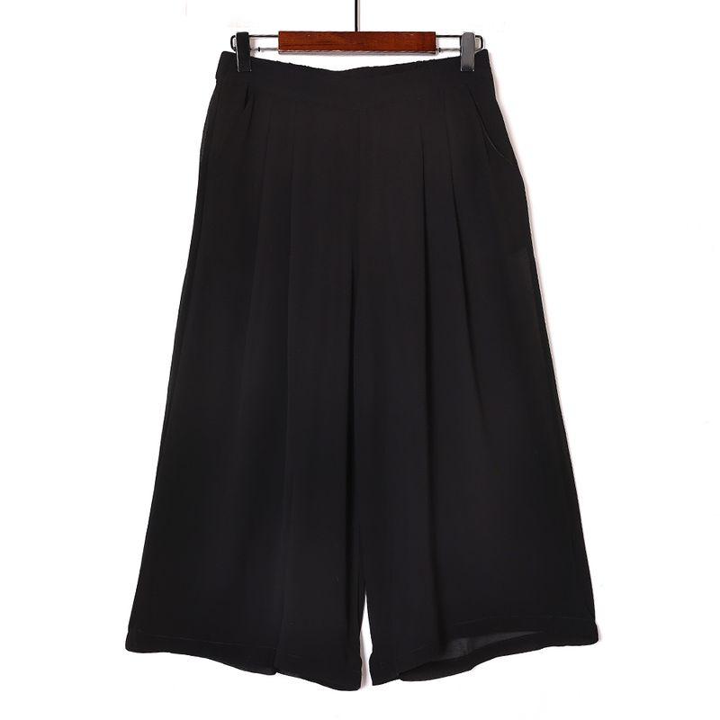 

2024 Summer New Product Women s Clothes Thin Transparent Chiffon Loose Pants K-style Fashion All-Matching Loose Slimming Cropped Pants Black M