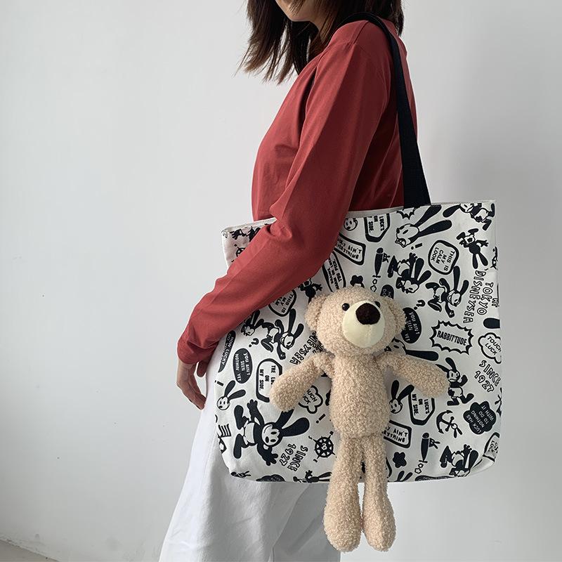 Large Capacity Bag New Bear Graffiti Canvas Bag