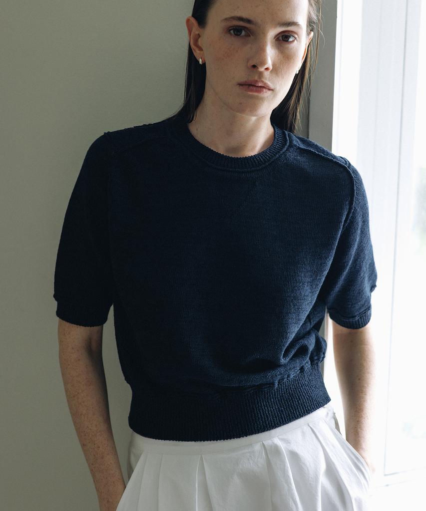 Beullaengkeulumumeon Crochet Sweat Knit_Navy