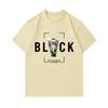 Men's 100% Cotton Crew Neck Short Sleeve T-shirt, Stylish City View V Letter BLVCK Graphic Print Casual Tee, Comfortable Daily Wear Top for Streetwear
