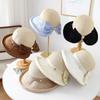 Women's Summer Wide Brim Bucket Hat Bow-Knot Patchwork Fisherman Style Beach Accessory