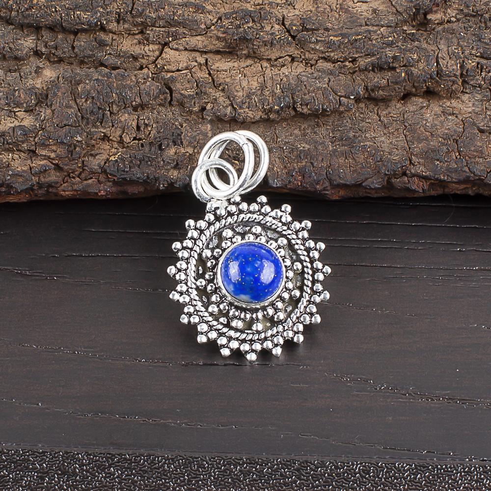 

Украшения ручной работы из лазурита, кулон из стерлингового серебра 925 пробы, дизайнерские украшения с драгоценными камнями, кулон на цепочке, подарок для мамы 1.03 Inches синий