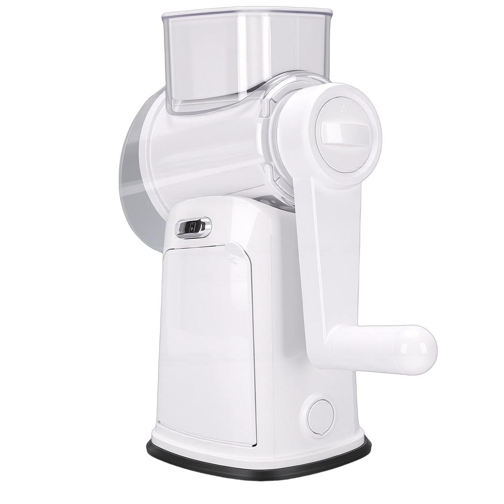  Rotating Cheese Grater with Handle Vegetable   Round Cutter Kitchen Food Chopper White 10 Blades 