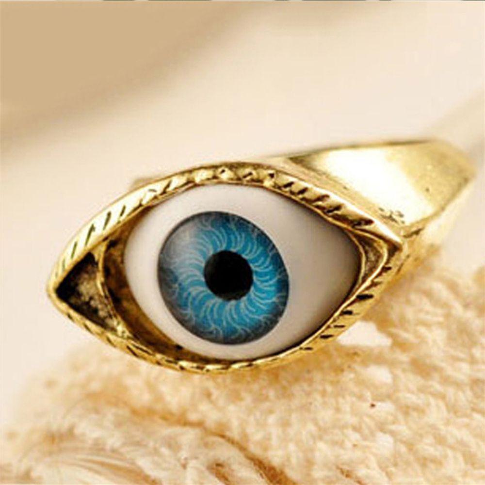 Eye Rings Exaggerated Gothic Rings Brown Blue Color Fashion Jewelry for Men Women Eyes Rings