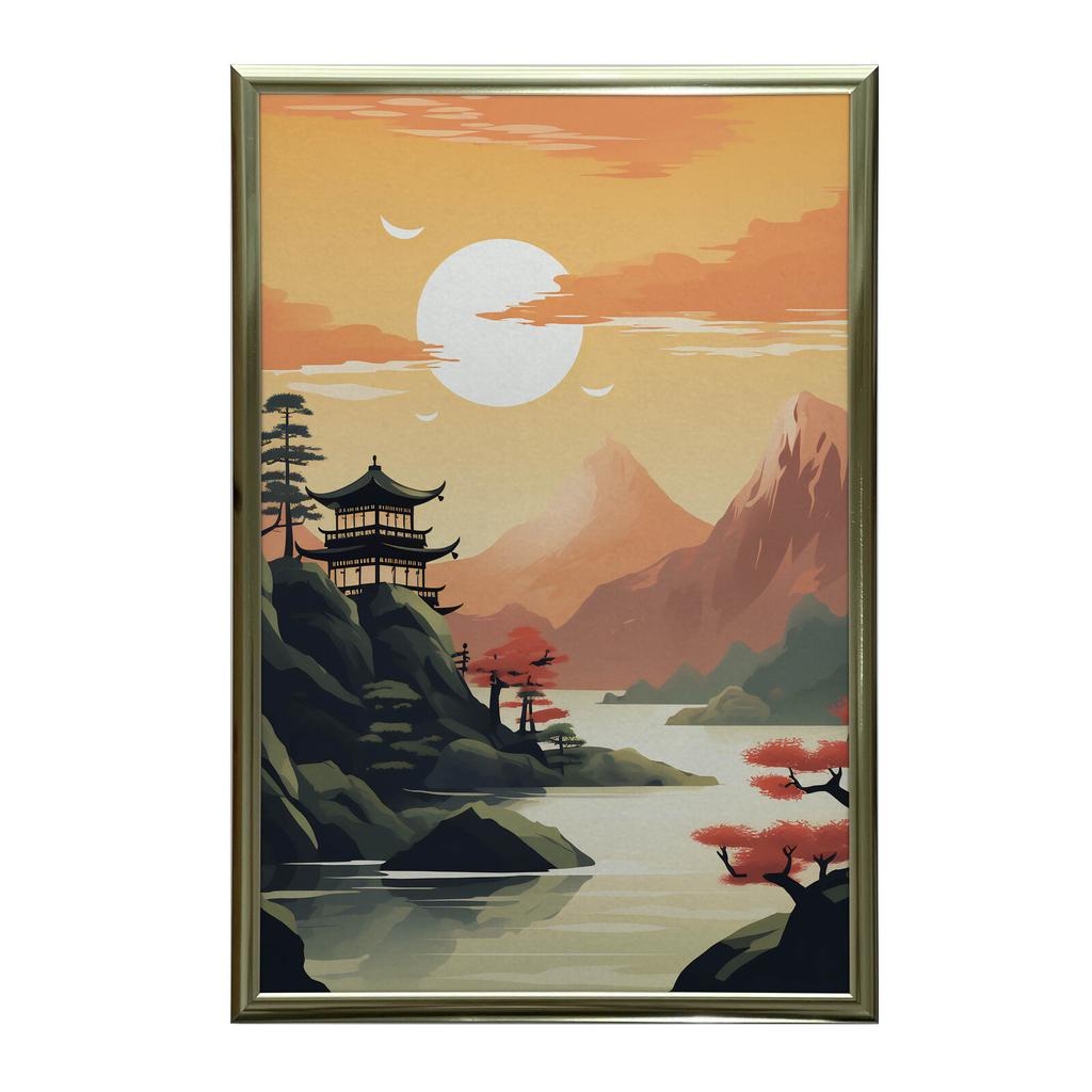 Stille Und Harmonie Stille Und Harmonie, 40X50 Cm, Aluminiumrahmen Gold, Mattes Papier 230 Gsm