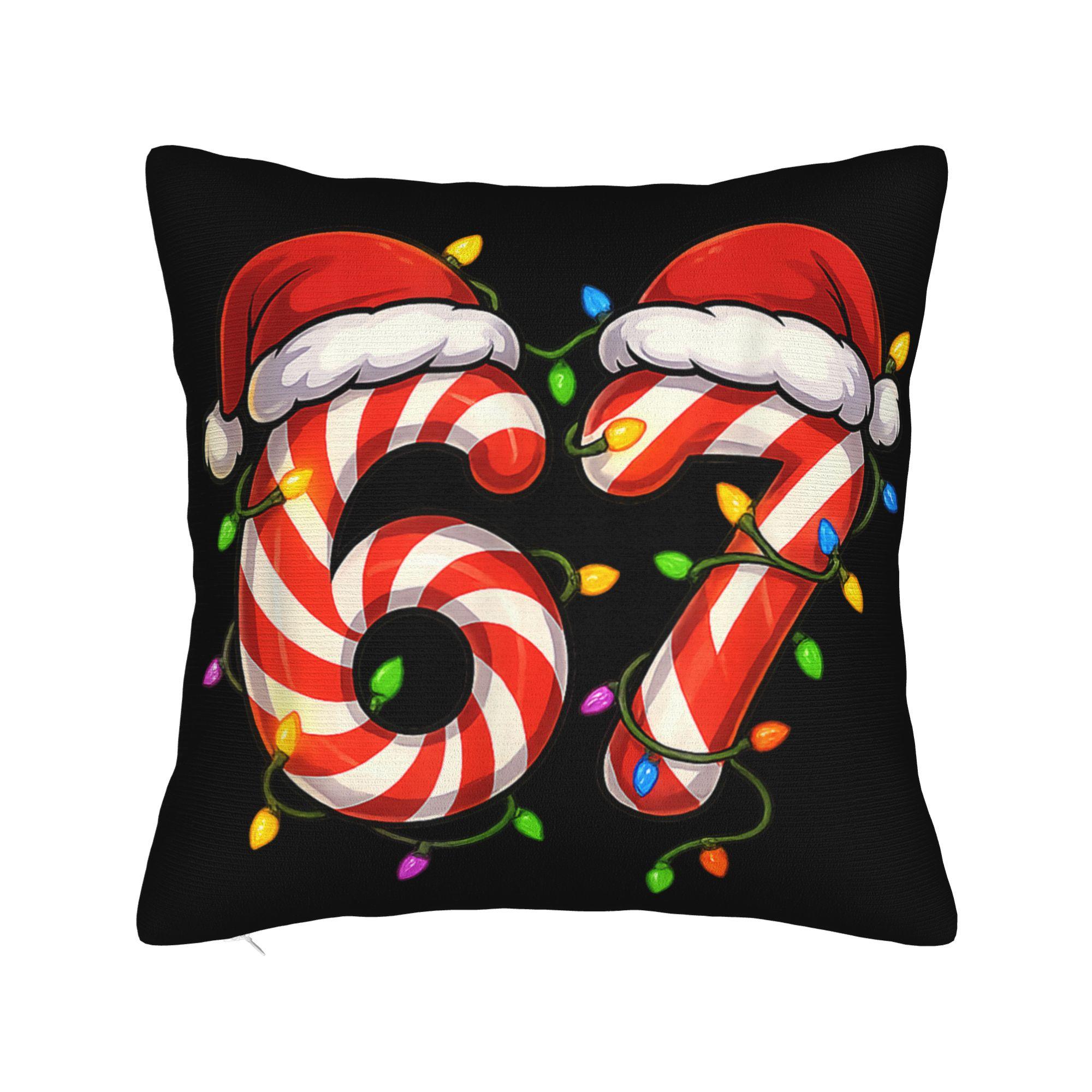

6 7 Christmas 67 Santa Pillow Case Soft Pillow Cover For Sofa Car Home Decor Novelty Cushion Cover 12x12Inch