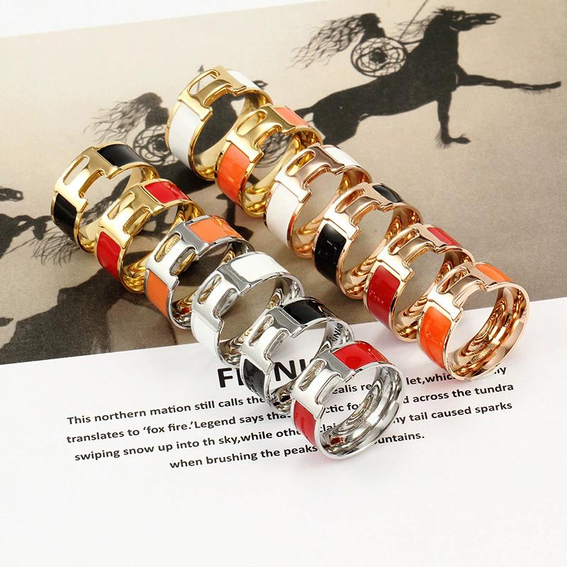 Řemeslný prsten s písmenem H, prsten, který nebledne, dámský smaltovaný prsten pro pár, módní všestranný písmenový šperk 2025