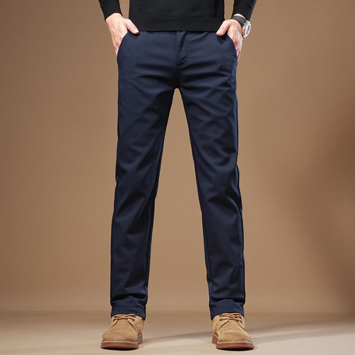 Pure cotton elastic men's light luxury casual pants straight fit light business fashion versatile casual slim trousers men