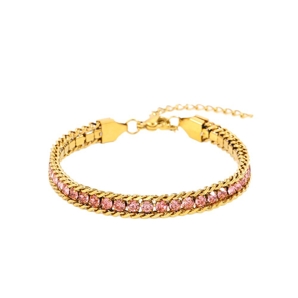 Women's Titanium Steel Multi-color Zircon Bracelet - Luxurious, Versatile, and Fade-resistant