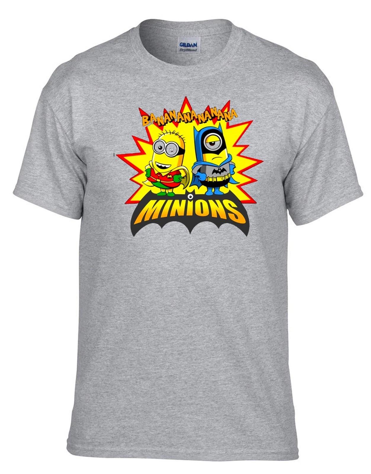 Despicable Banana Minions Grey 100% Cotton T-shirt Mens Tees Top -141_Grey- S