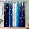 2Pcs Starry Night Sky Window Curtain Rod Pocket Polyester Drapes Blue Window Treatment For Bedroom Living Room Office