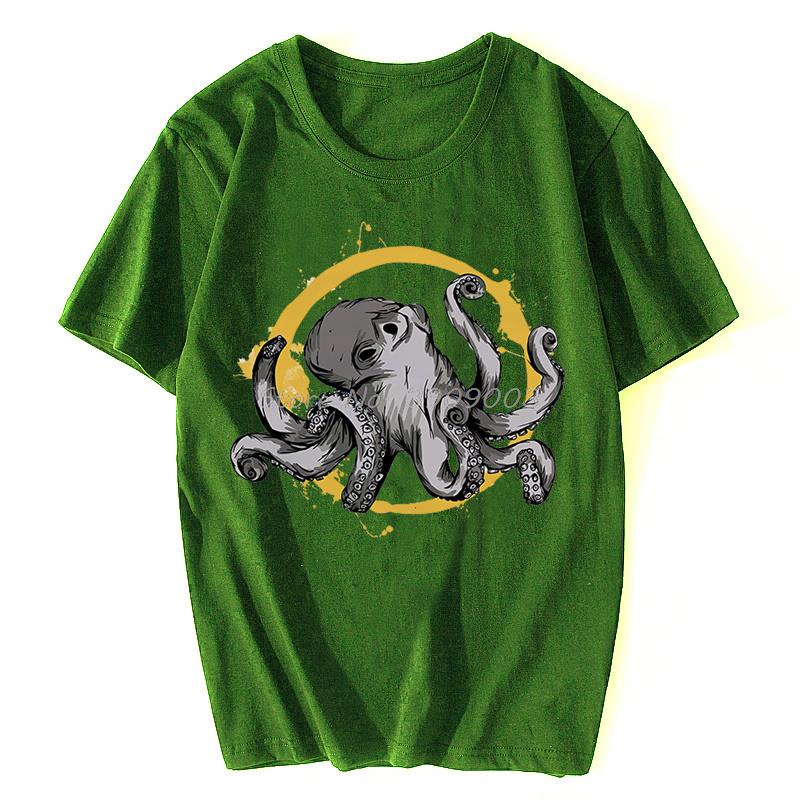 Deep Sea Octopus Funny Vintage TShirt Casual Cotton Tshirt Oversized Unisex Tops Unisexs Clothes Fitness T Shirt