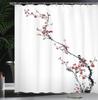 Watercolor Cherry Blossom Shower Curtain Classic Sakura Branch Art Bathroom Decor with Hooks 71x71in 118x71in