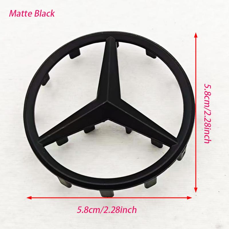 52mm 58mm ABS Chrome Black Star Logo Mercedes Steering Wheel Logo Sticker For Mercedes Benz C E S Class W204 Emblem Accessories