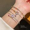 Fashion Heart Pendant Bracelet With Zirconia In Gold Plating For Womens Elegant Jewelry