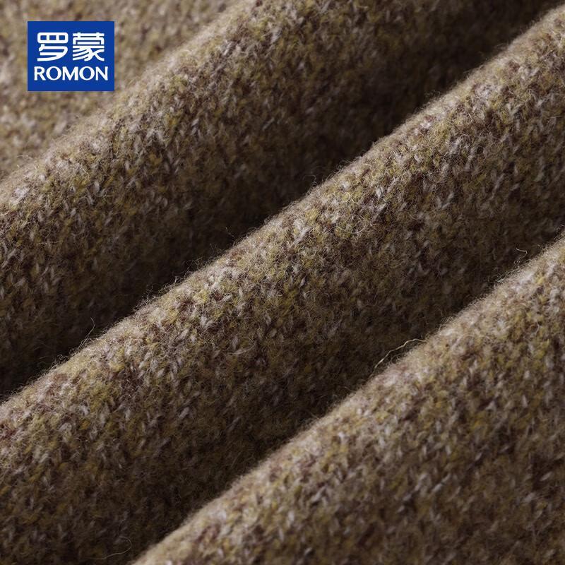 ROMON Men's 100% Pure Wool Round Neck Thick Sweater