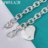 925 Sterling Silver Double Heart Pendant Bracelet For Women Wedding Engagement Fashion Jewelry