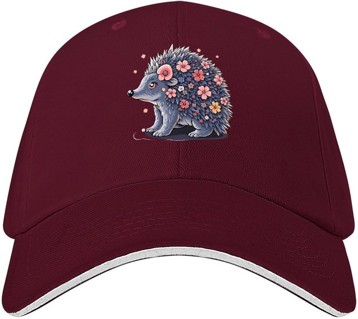

Flower Hedgehog Graphic Baseball Cap Polyester Unisex Adult Adjustable Outdoor Sports Hat One Size