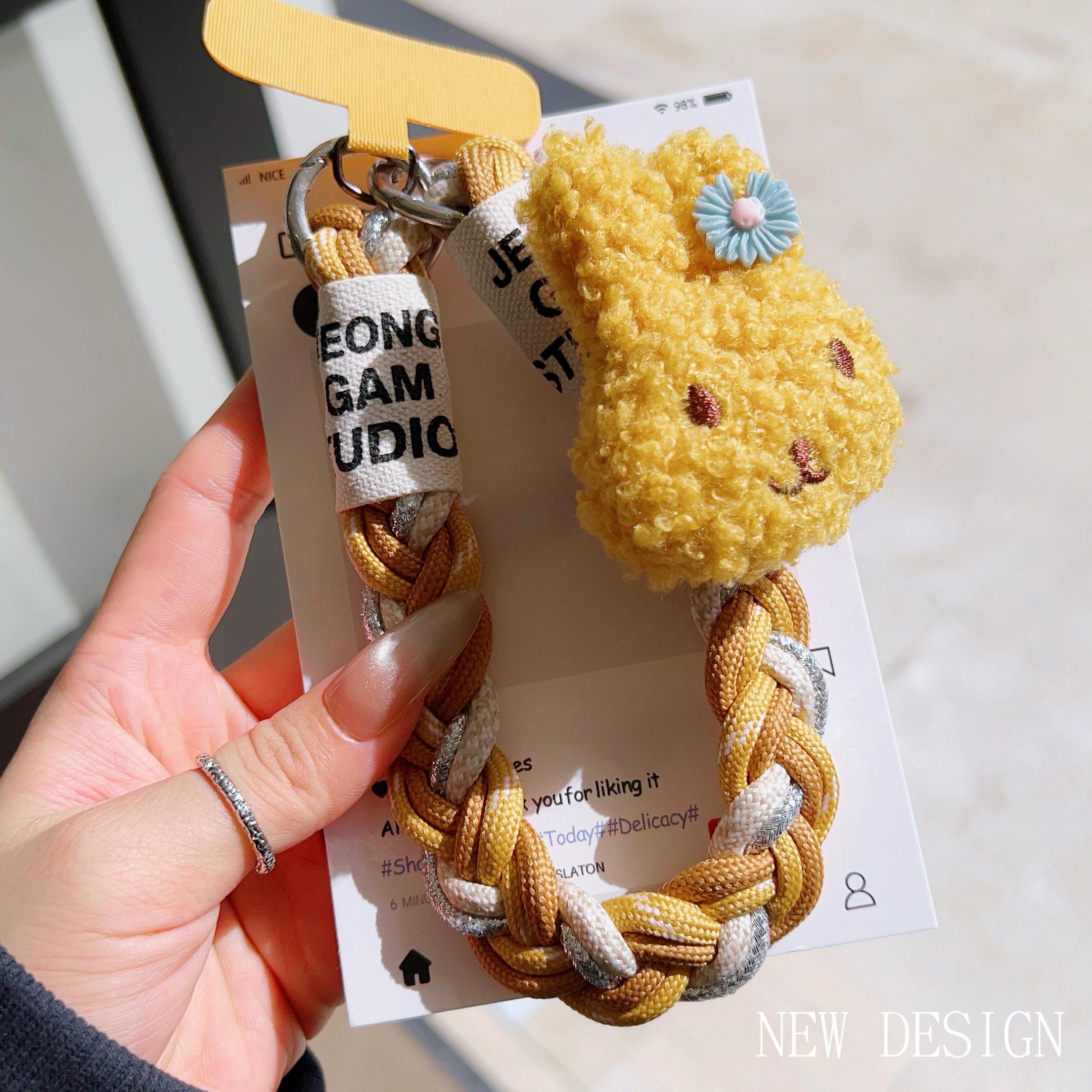 

Fashionable Woven Mobile Phone Lanyard, Wrist Short Rope, Cartoon Plush Toy Decorative Pendant, Universal Anti-Drop Rope Polyester / Nylon