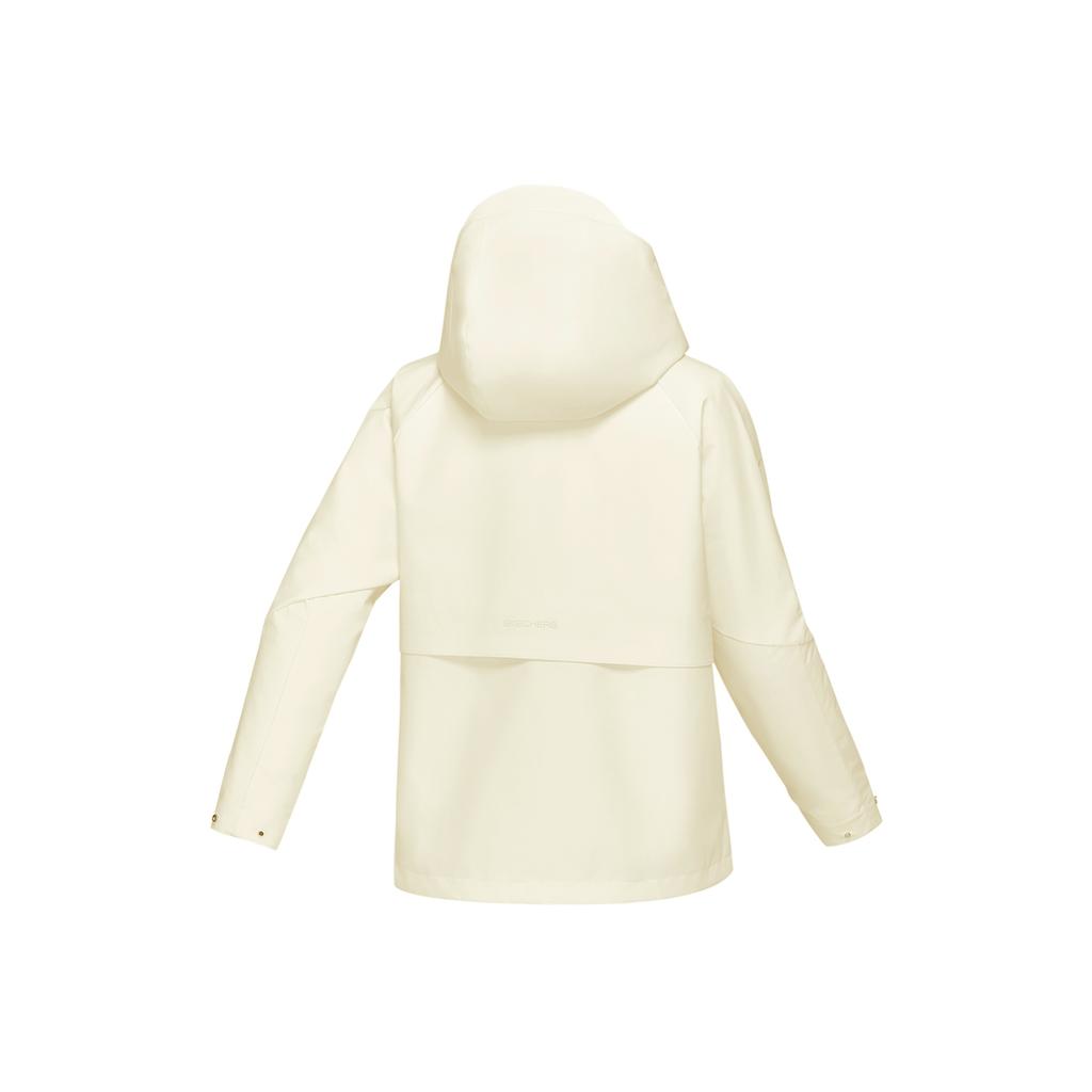 Skechers Warmth Resistant Durable Woven Hooded Jacket Soft Sport Comfortable Commuter Versatile Casual Set Women Outerwear Corn-White P125W013-01PJ