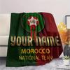 1PC Moroccan Football Crest Custom Name Patterned Flannel Blanket Suitable For All Seasons For Home Decor Warmth And Comfort Gifts Holiday Present