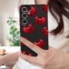 Cherry Fruits Print Case For Samsung S26 S25 Ultra S24 S23 S22 S21 FE A15 A35 A55 A16 A36 A56 A17 A18 A37 A57 5G Leather Texture Soft Cover