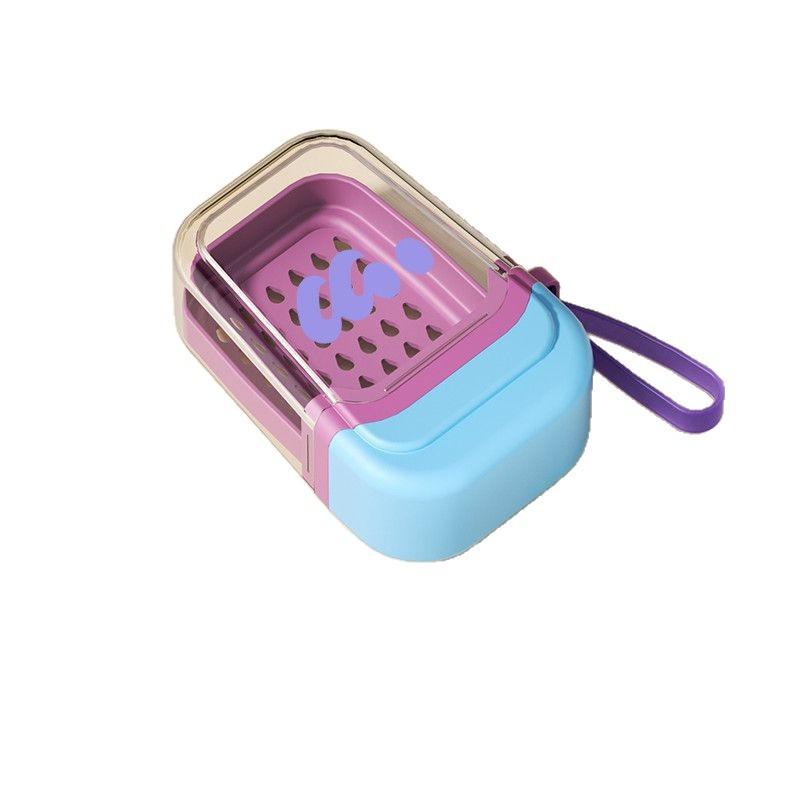 Portable travel soap box, new creative travel specific double-layer sealed drain mini soap box with lid