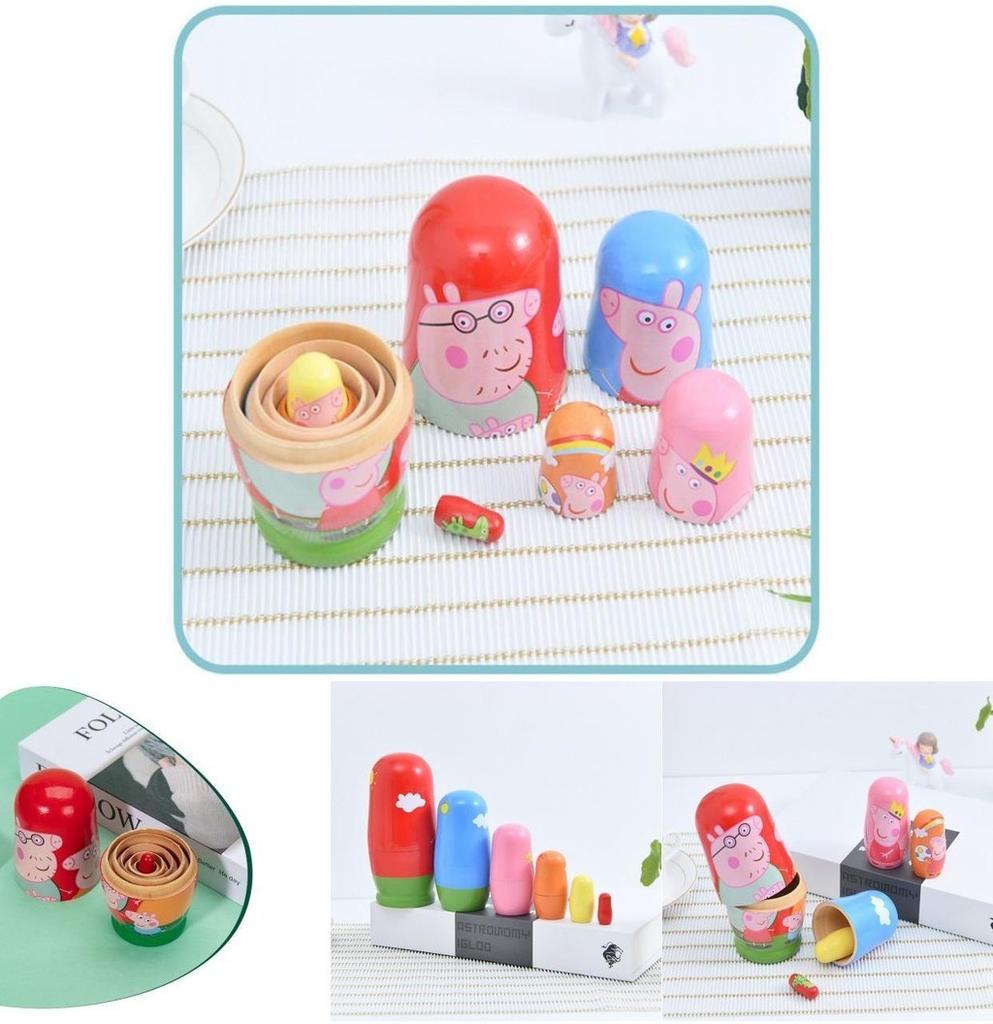 Cute Peppa Pig Matryoshka Doll Set 6 Layers Of Hand-painted Decoration