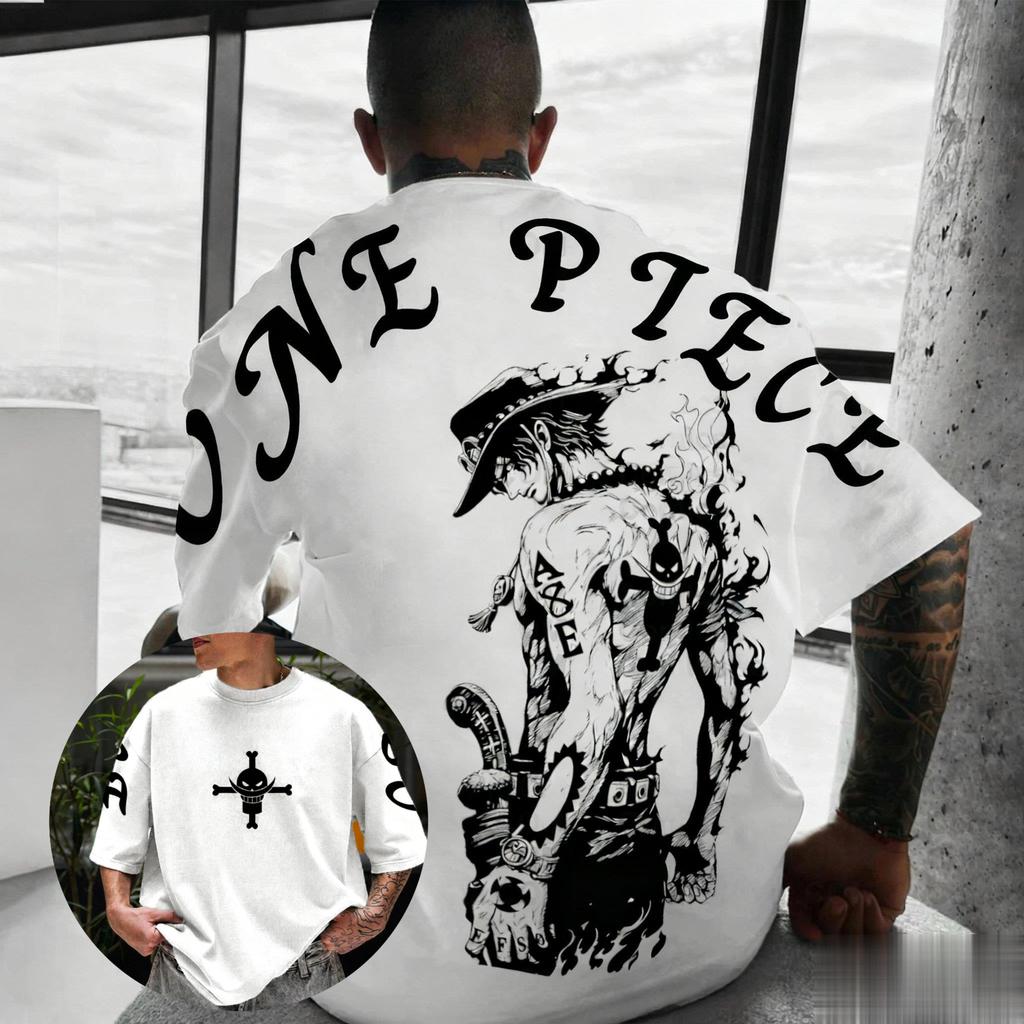 Vintage Oversize Anime T Shirt Men One Piece Luffy Women Short Sleeve Tee Summer Casual Top Streetwear Cartoon Print Y2k Clothes
