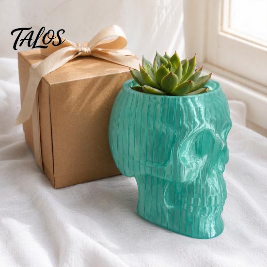 Crimson Rose Vase Skull Planter, Gothic Skeleton Wall Hanging Spooky Head Modern Decor Flower Pot for Halloween Living Room Bedroom Home Decoration